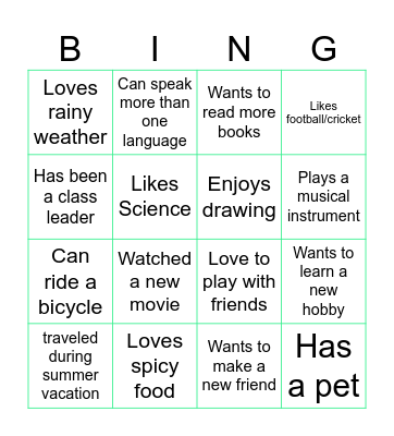 Human bingo Card