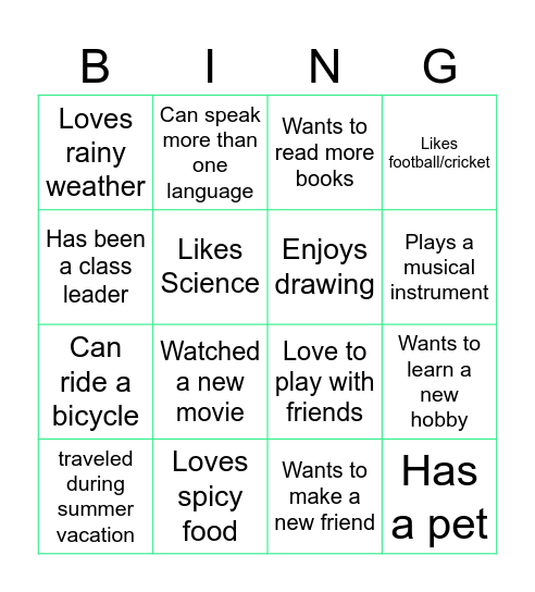 Human bingo Card