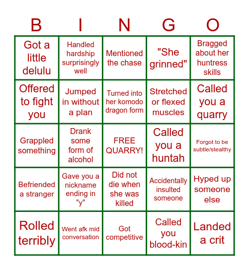 Pitaya's Bingo Sheet Bingo Card