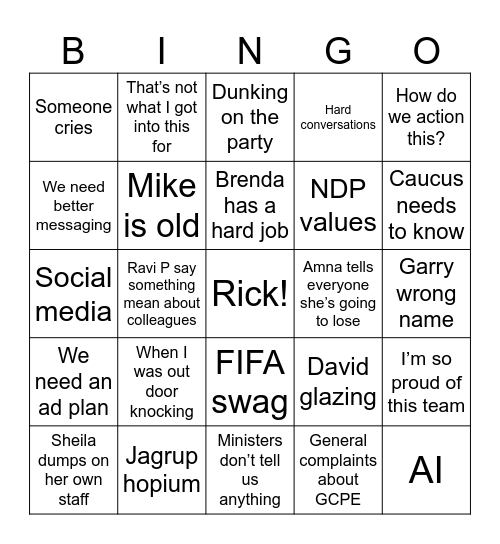 Why are we here? Bingo Card