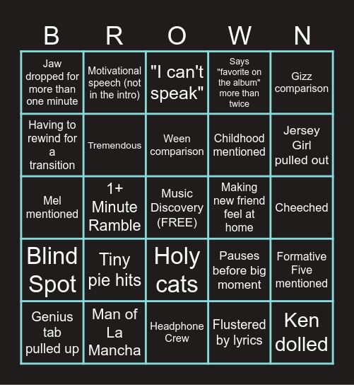 Walterooski Bingo Card