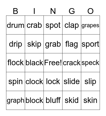 Blends Bingo Card