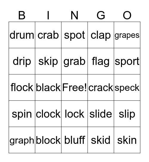 Blends Bingo Card