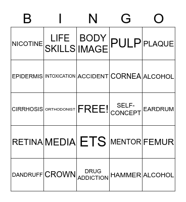 HEALTH Bingo Card