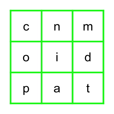Phonics Bingo Card