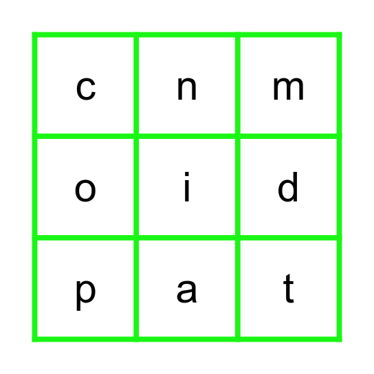 Phonics Bingo Card
