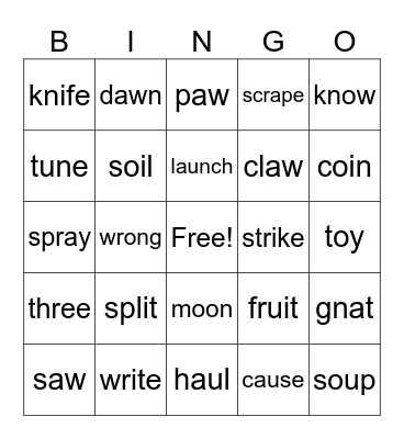 Review Bingo Card
