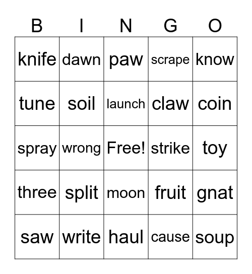 Review Bingo Card