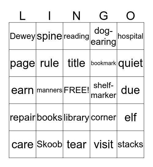 Library LINGO Bingo Card