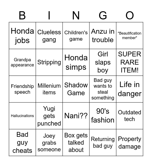 ElisiaVT's Yugioh Bingo Boggle Fun Bingo Card