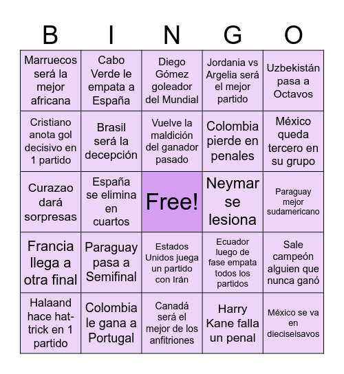 Mundial 2026 Bingo Card