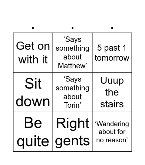 Laird Bingo Card