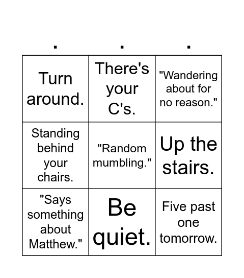 Laird Bingo Card