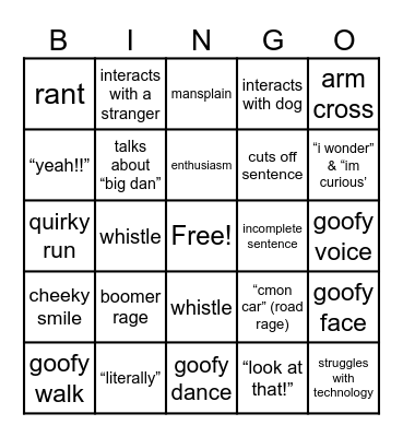 Dad Bingo Card