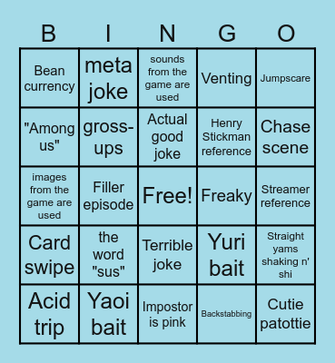 Among Us: TV Series Bingo Card