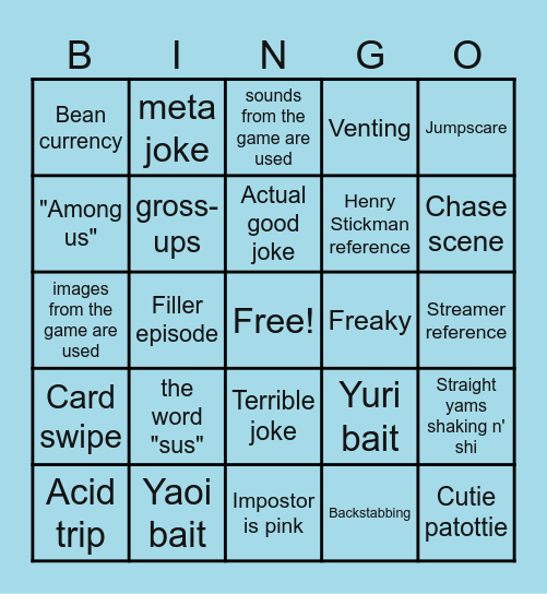 Among Us: TV Series Bingo Card