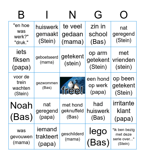 familie bingo Card