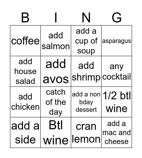 Cappy's Bingo Card