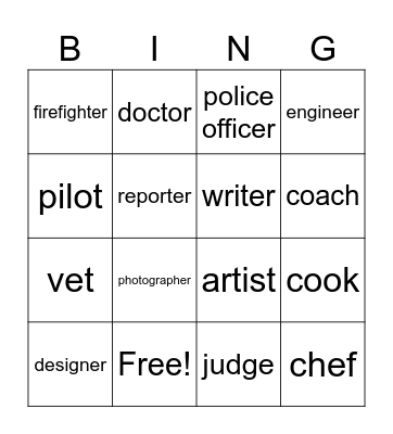 What is your job? Bingo Card