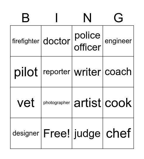 What is your job? Bingo Card