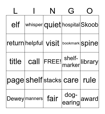 Library LINGO Bingo Card