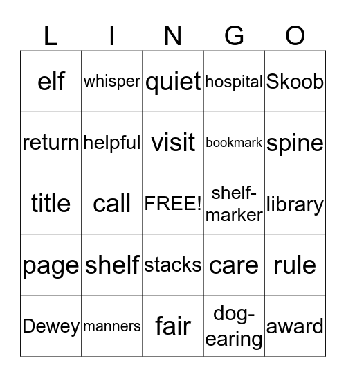 Library LINGO Bingo Card