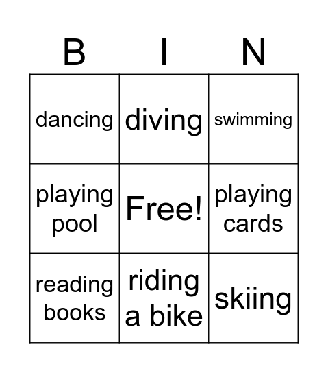 Bingo game Bingo Card