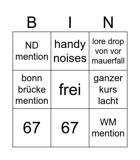 mathe bingo Card