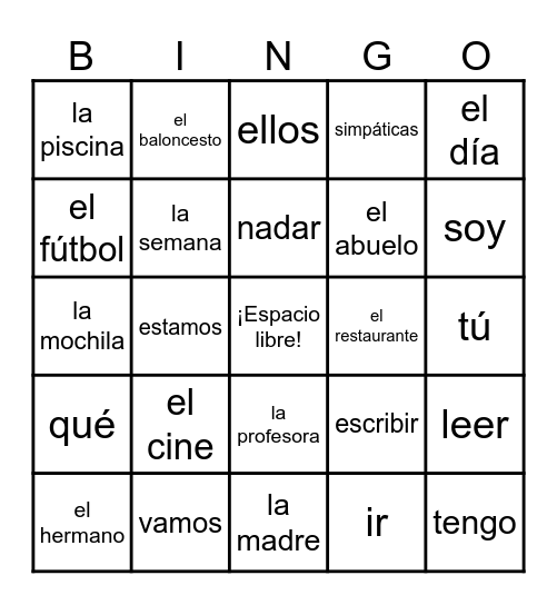 Repaso: Evaluación Final Bingo Card