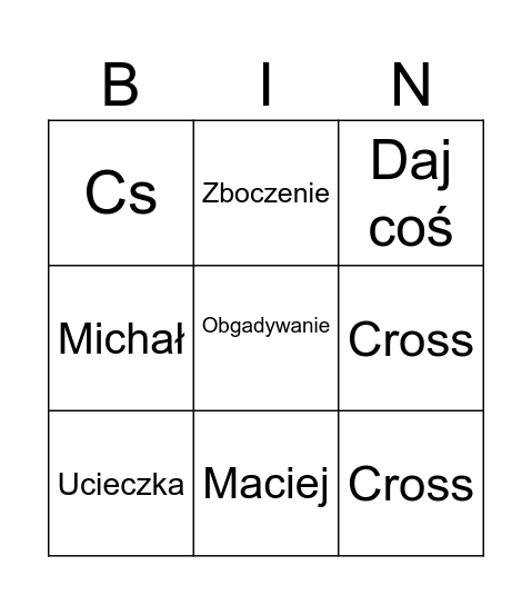 Łukasz Bingo Card