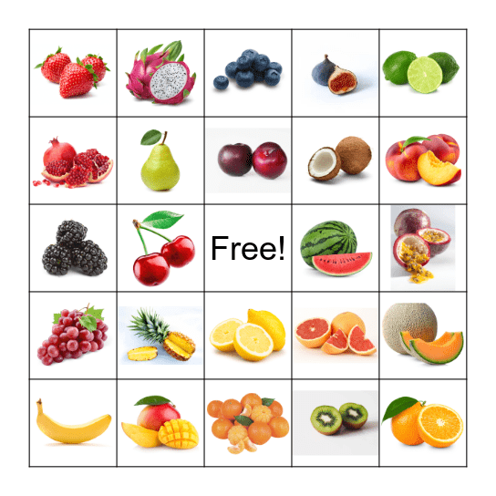 FRUITS Bingo Card