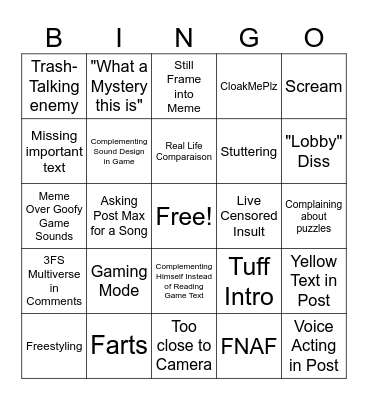 3FS Video Bingo Card