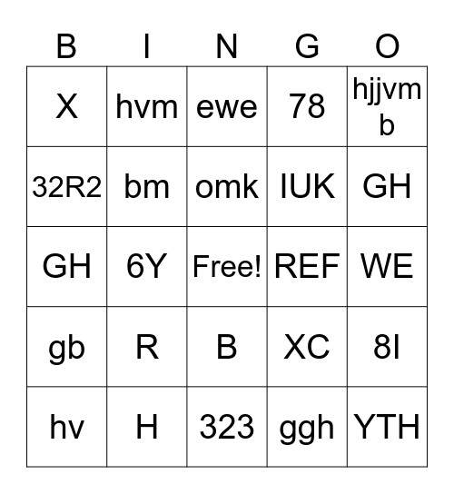 Untitled Bingo Card