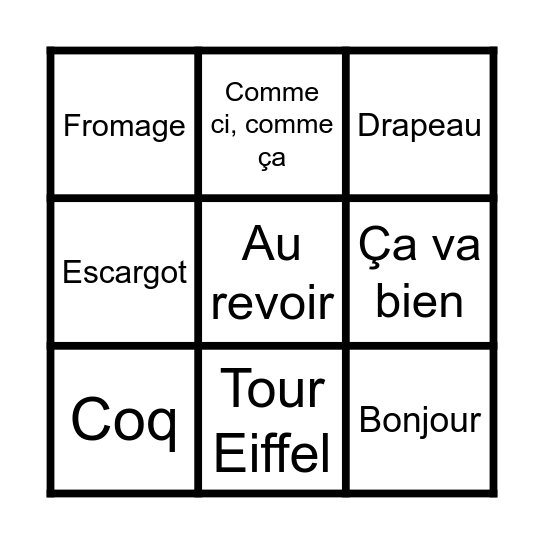 Vive la France ! Bingo Card