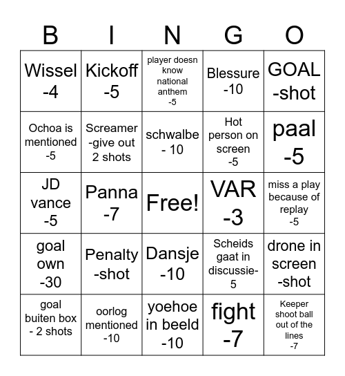 Bingo Kaart America Bingo Card