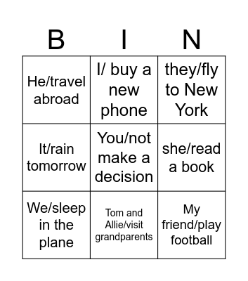 Going to Bingo Card
