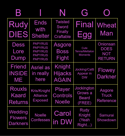 DELTARUNE CHAPTER 5 BINGO Card
