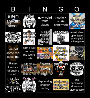 deltarune chapter 5 bingo Card