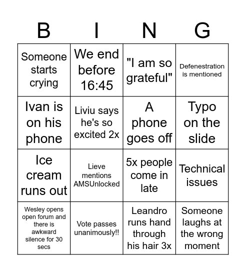 AIM Nomination GA 2026 Bingo Card
