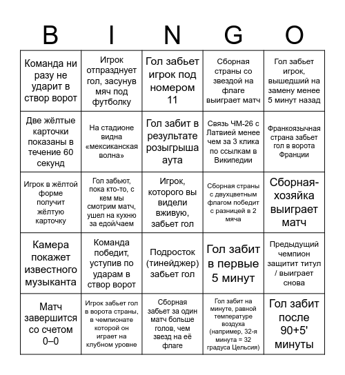 FIFA World Cup 2026 Bingo 🇲🇽🇺🇸🇨🇦 Bingo Card