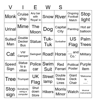 Street View Bingo Card