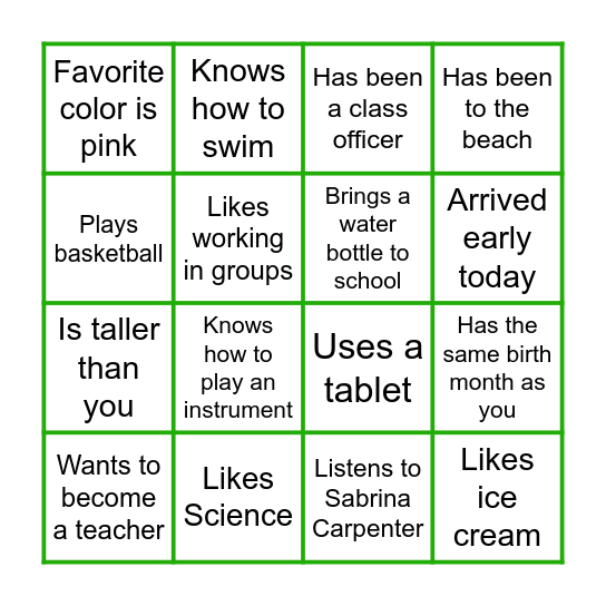 BINGO! GO! GO! Bingo Card