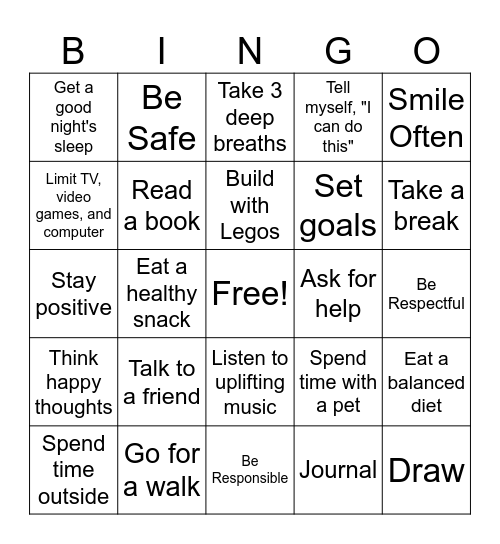 Self-Care & Coping Skills BINGO Card