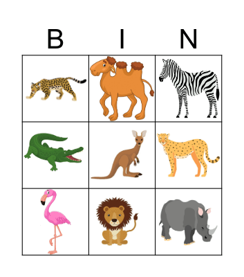 Wild Animals Bingo Card