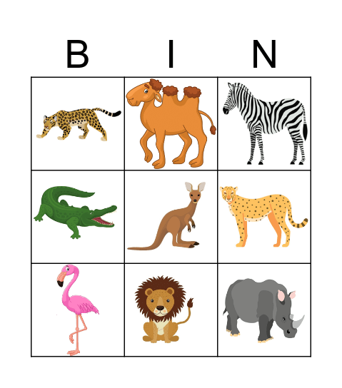 Wild Animals Bingo Card