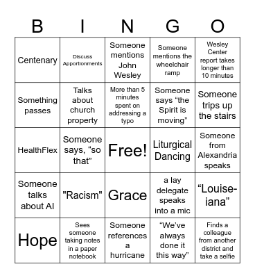 AC26 - Thursday Bingo Card