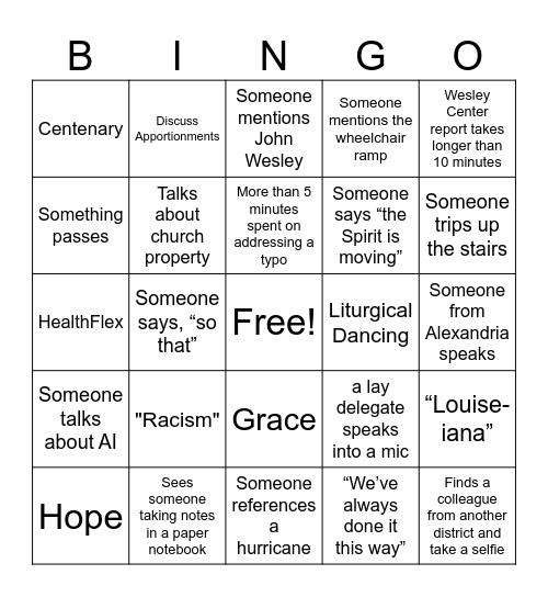 AC26 - Thursday Bingo Card