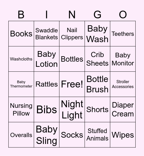 Baby Gift Bingo Card