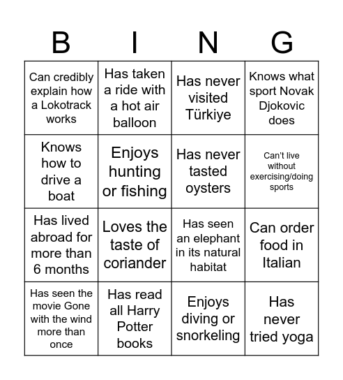 Untitled Bingo Card