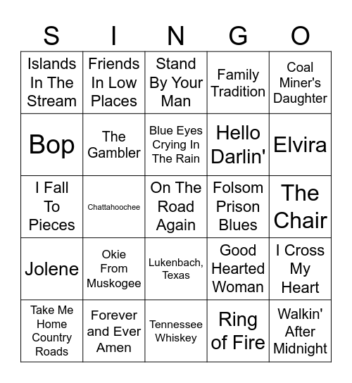 SINGO Bingo Card